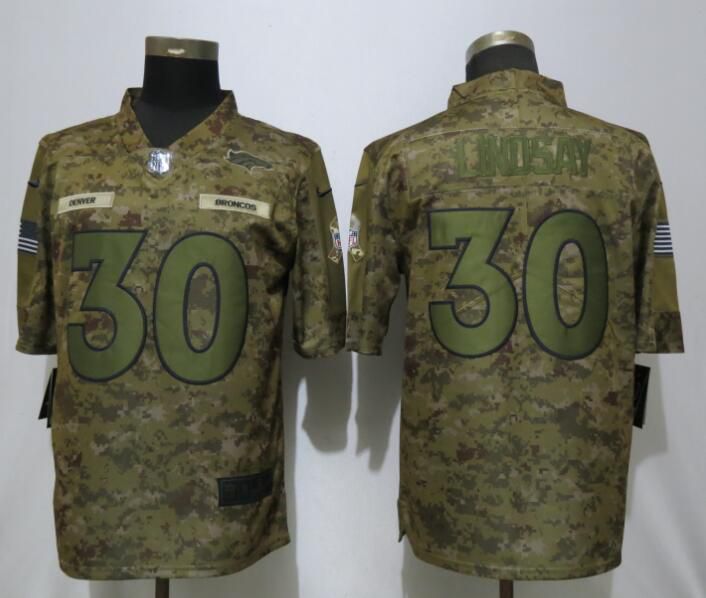 Men Denver Broncos #30 Lindsay Nike Camo Salute to Service Limited NFL Jersey->denver broncos->NFL Jersey